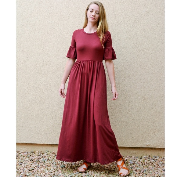 NWT Burgundy Maxi Dress by Reborn J - Picture 4 of 6